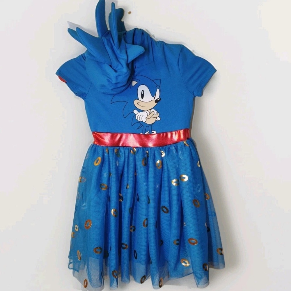 Girls' Sonic the Hedgehog Hooded Tulle Dress - Dark Blue